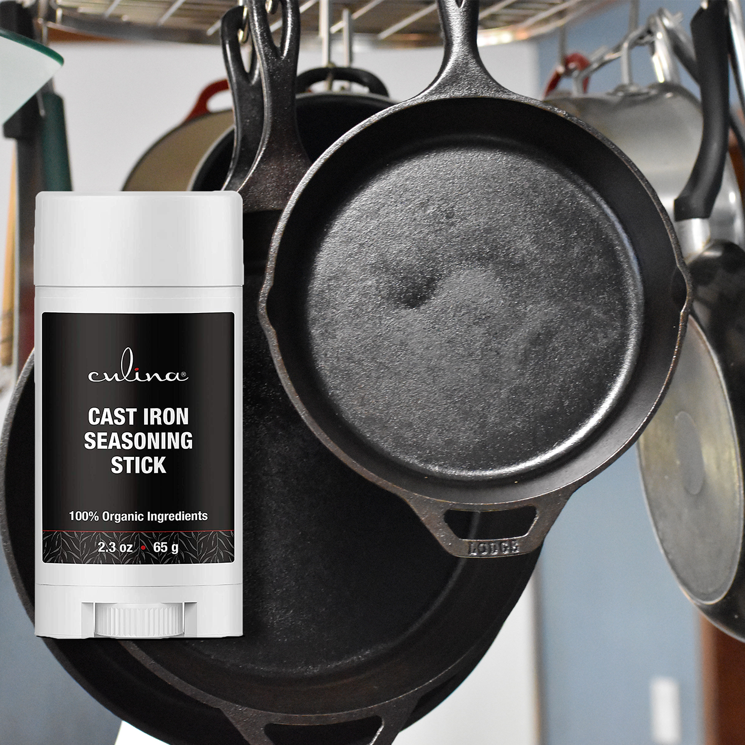 Culina Cast Iron Seasoning Stick | 100% Organic Ingredients | for Cast Iron Cookware, Skillets, Pans & Grills! - Livananatural