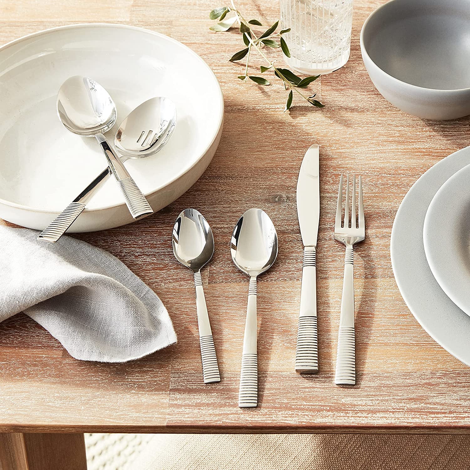 , Service for 8 Paxton 42 Piece Everyday Flatware, 18/0 Stainless Steel, Silverware Set