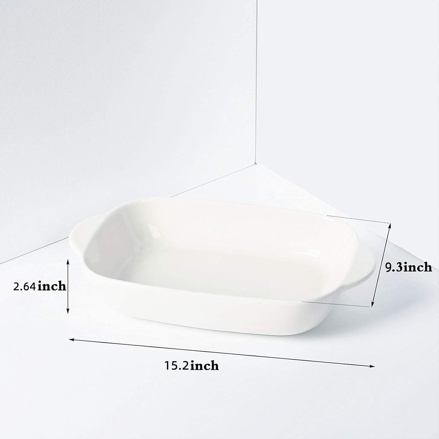 Ceramic 2.8 Quart Baking Dish, 9" X 13",Casserole Dish (White, Set of 1)