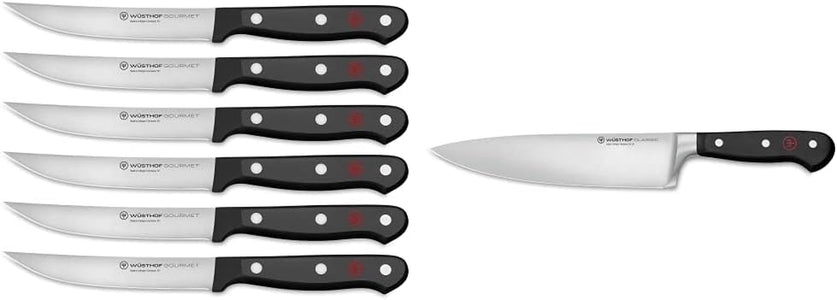 Gourmet 6-Piece Steak Knife Set & Classic 8" Chef'S Knife