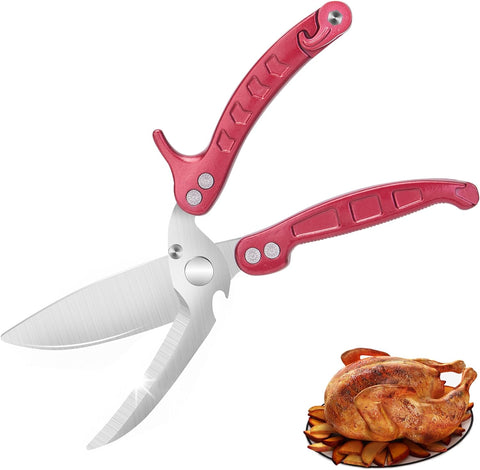 Image of Kitchen Shears,Heavy Duty Poultry Shears,Detachable Easy to Clean Thoroughly,Multi-Purpose Stainless Steel Kitchen Scissors for Rigid Bones, Chicken,Fish,Meat, Herbs,Outdoor Bbq.Dishwasher Safe.