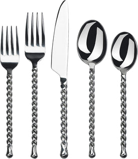 20-Piece Silverware Silver Tear Collection Polished Stainless Steel Flatware Sets, Service for 4