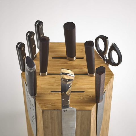 Image of 360KB MAX ™ - Magnetic Rotating Knife Block - W/Top Slots, Capaciy for 20+ Knives - Largest in the  ® Family. (Honey Bamboo)