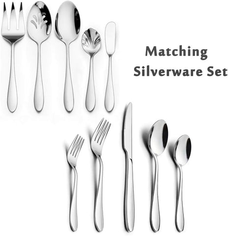 Image of 65-Piece Silverware Set with Serving Utensils,  Stainless Steel Flatware Cutlery Set for 12, Fancy Tableware Eating Utensils for Home Kitchen Restaurant Hotel, Mirror Polished, Dishwasher Safe