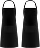2 Pack Adjustable Bib Apron Thicker Version Waterdrop Resistant with 2 Pockets Cooking Kitchen Aprons for Women Men Chef, Black