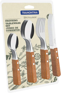 Tramontina 22399/003 Wooden Tableware, 16-Piece Set, Natural Wood, Made in Brazil, Dynamic