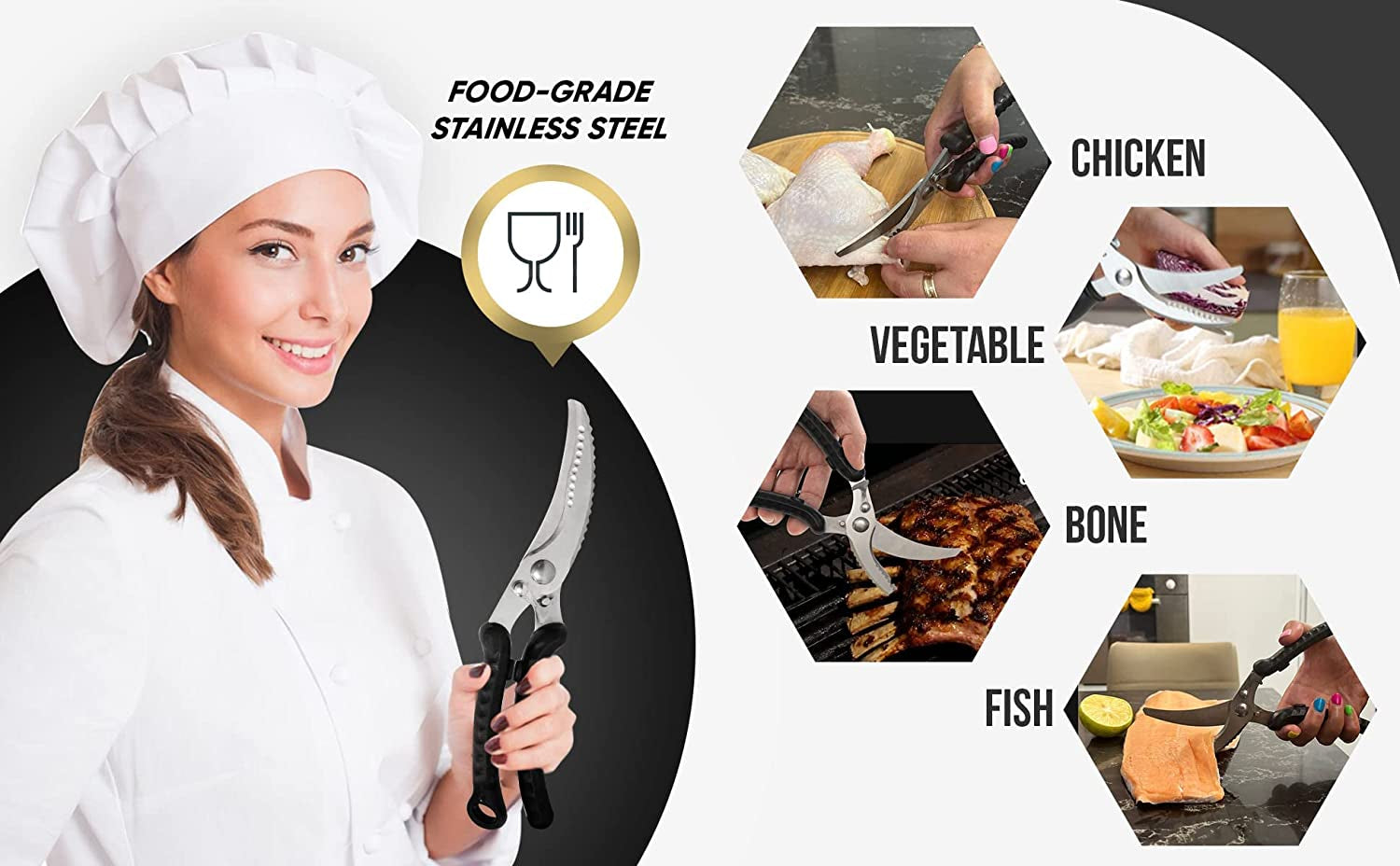 Kitchen Shears Heavy Duty Kitchen Scissors, Cooking Scissors, Dishwasher Safe Meat Scissors, Kitchen Shears for Chicken, Bone, Poultry, Vegetable, Fish.