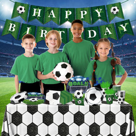 Soccer Party Supplies Soccer Birthday Party Favors Decorations Tableware Sports Football Theme Party Disposable Plates,Tablecloth,Napkins,Cups,Forks and Knives for Boys Kids Soccer Fans -Serves 20