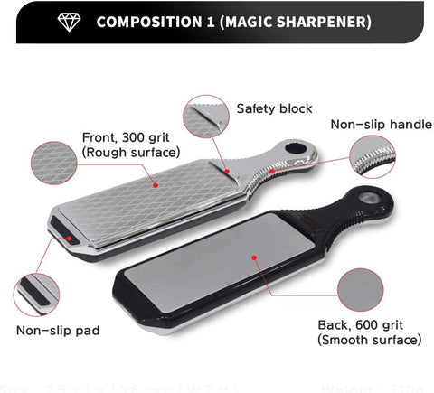 Image of Knife Sharpeners Handheld 300/600 Grit Double Sided Diamond Knife Sharpening Weststone Stone for Kitchen Knives Scissors Garden Tools with Scissors Sharpener(Sha-2W SET)