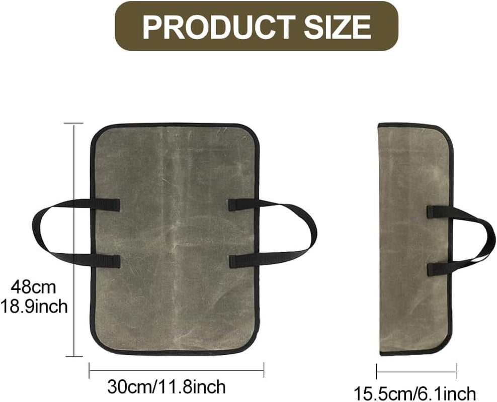 Knife Bag, Chefs Knife Roll Bag, Durable Waxed Canvas Knife Bag with Zipper Pocket, Portable Chefs Knife Cases Cutlery Knives Holders Protectors, Knife Roll for Knives & Kitchen Tools(Green)