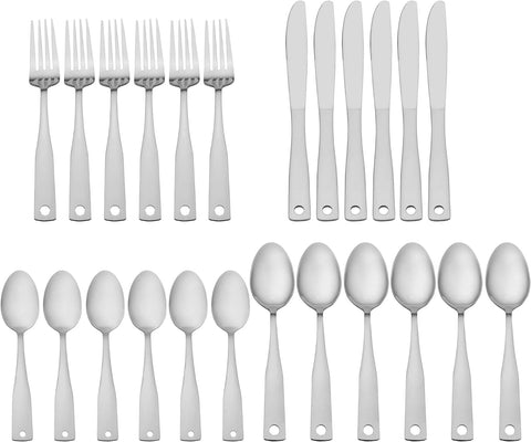 Image of Piccadilly 24 Piece Flatware Set with Wire Caddy, Service for 6, Stainless Steel