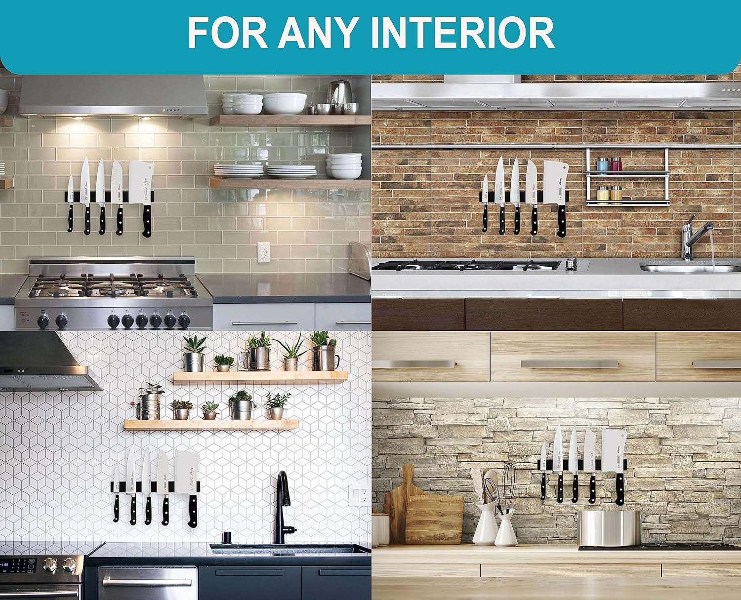 12 Inch Black Knife Magnetic Strip Use as Magnetic Knife Holder for Wall - Magnetic Knife Strip - Kitchen Magnetic Knife Bar Rack