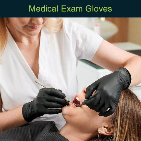 Image of Black Vinyl Disposable Gloves - Powder and Latex Free Medical Exam Gloves