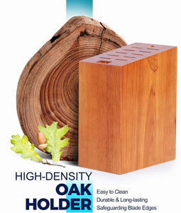 Magnetic Knife Block Holds up to 16 Knives（Not Included）, Space Saver Countertop Magnetic Knife Block Holder, Double Sided Magnets Oak Wood Knife Storage