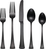 Portola Satin Black Piece Flatware Set, 20 Count, Metallic