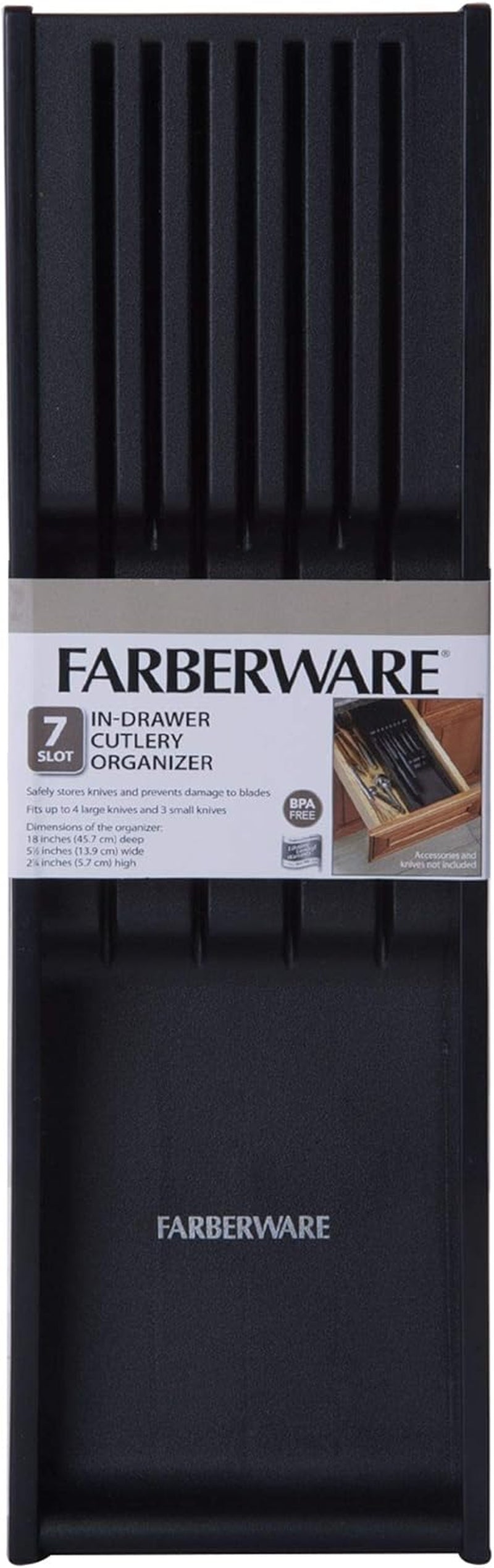 5229614 7 Slot in Drawer Knife Organizer, 18-Inch, Black