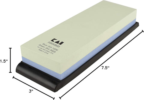 Image of Cutlery Combination Whetstone, 1000 & 3000 Grit - Ideal for Sharpening Dull Blades, Includes Rubber Tray for Sharpening Stability