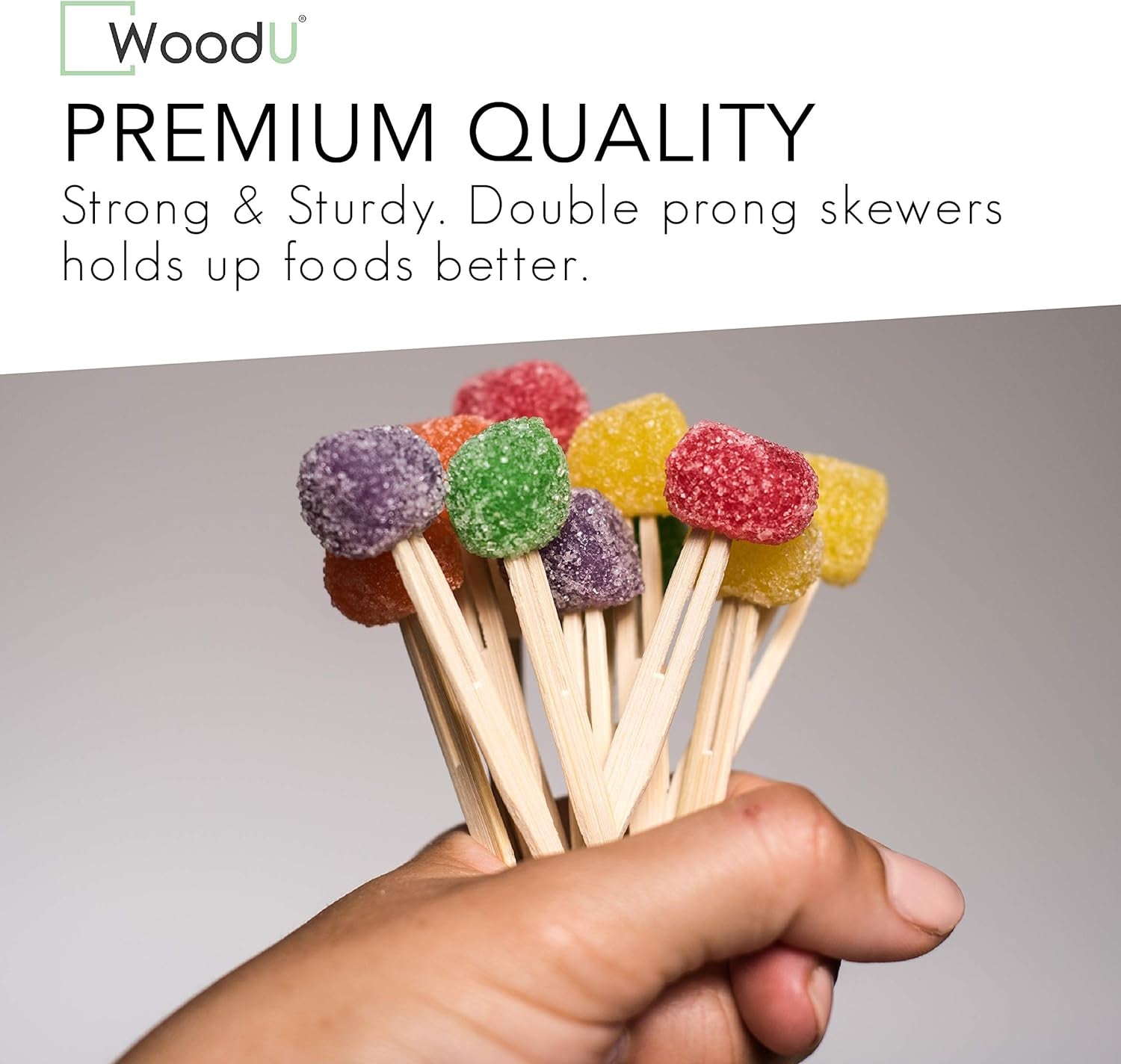 Wooden Appetizer Forks 3.5" 100 Pcs - Toothpicks for Appetizers - Disposable Bamboo Skewers, Fruit Fork