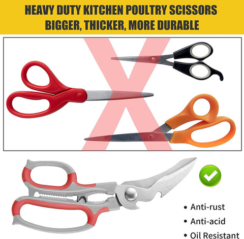 Image of Latest 2023 Heavy Duty Kitchen Shears,All Purpose Cooking Tool, Bone Cutting Multi-Purpose Scissors for Poultry/Chicken/Turkey/Fish/Vegetables(+Sharpener Rod)