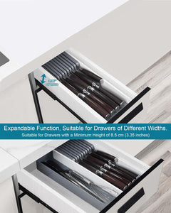 Drawer Knife Organizer, Kitchen Knife Block Knife Holder with Expandable Cutlery Tray Drawer Organizer Tray for Knife