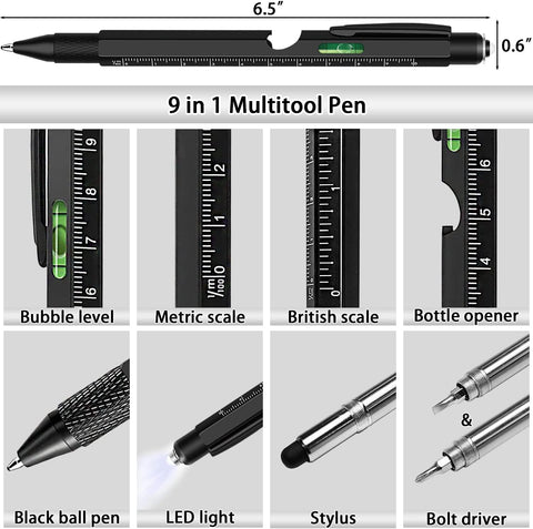 Image of Multitool Pen Gifts for Men Dad Him Husband, 9-In-1 6-In-1 Multi-Tool Pen Set, Useful Cool Gadgets Unique Birthday Gifts for Men, Christmas Stocking Stuffers for Adults White Elephant Gift Ideas