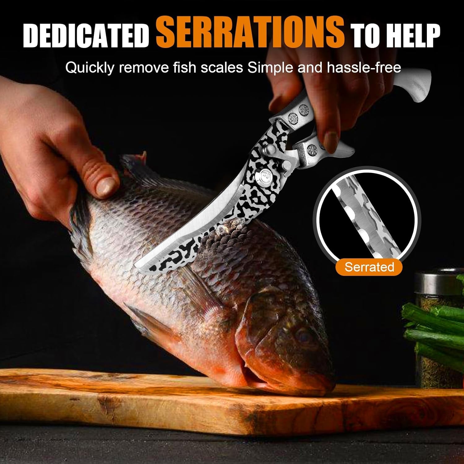 Poultry Shears, Multipurpose Stainless Steel Heavy Duty Kitchen Scissors with Serrated Edge for Bone, Chicken, Meat, Fish, Turkey, Vegetables, Barbecue Scissors