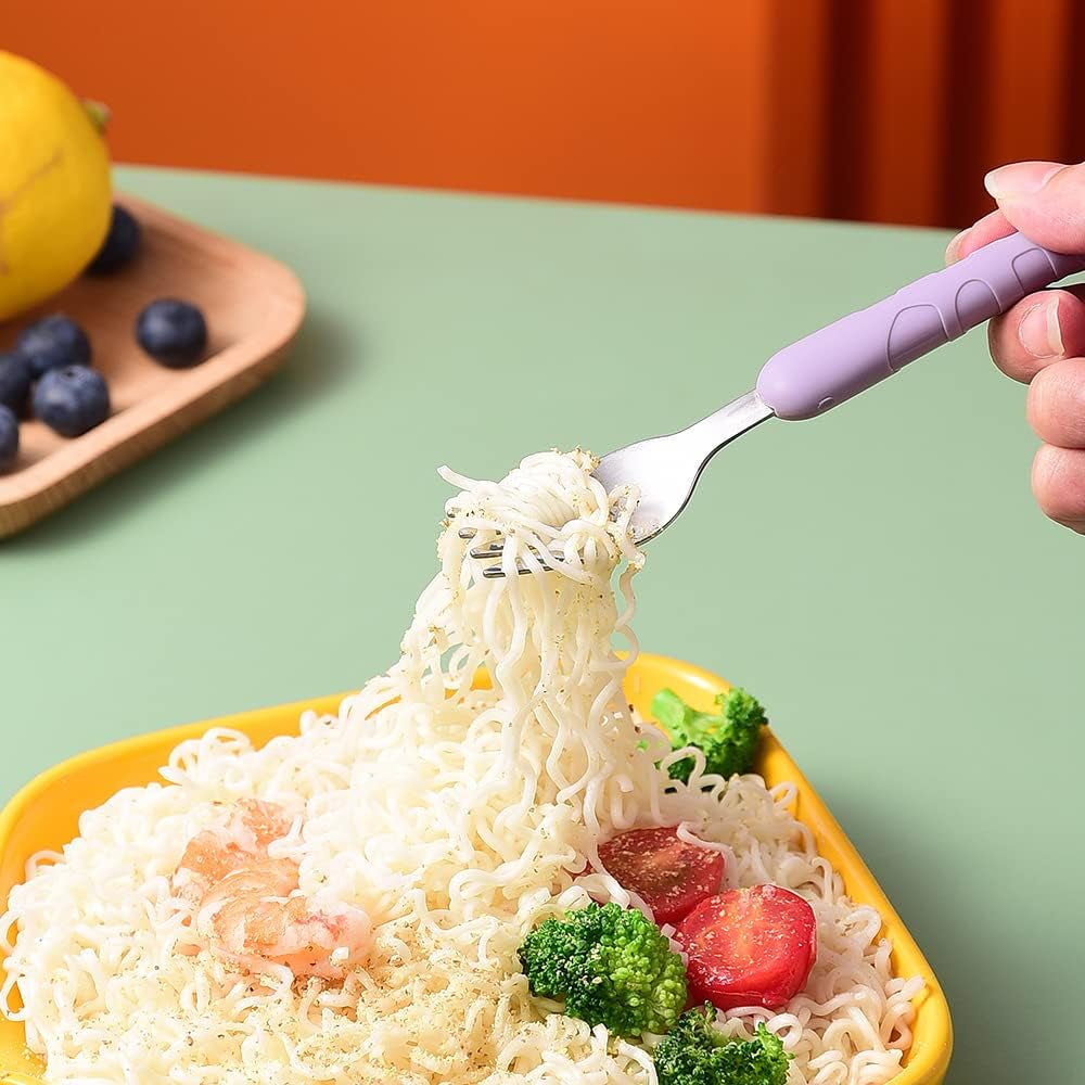 2 Cartoon Toddler Utensil Sets, Kid Spoon and Fork Set, Stainless Steel Toddler Safe Silverware Set for Children Self-Feeding with Travel Carrying Case BPA Free