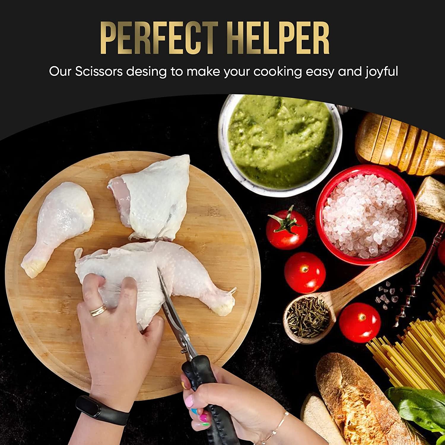 Kitchen Shears Heavy Duty Kitchen Scissors, Cooking Scissors, Dishwasher Safe Meat Scissors, Kitchen Shears for Chicken, Bone, Poultry, Vegetable, Fish.