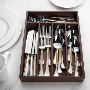 Elizabeth 20-Piece 18/10 Stainless Steel Flatware Set, Service for 4, Fine Silverware Set (Gold Accent), Dishwasher Safe, Mirror Polished