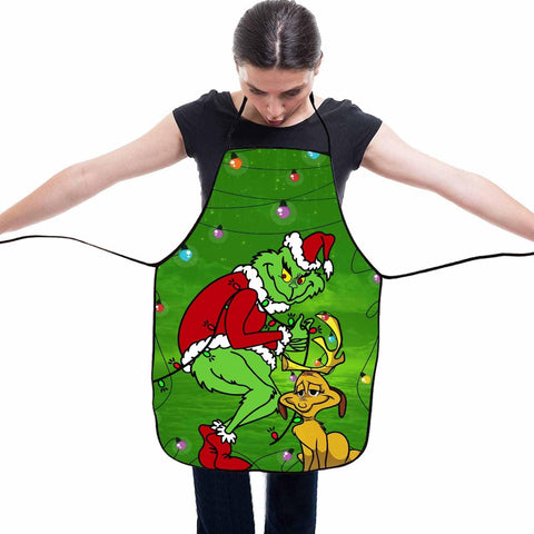 Image of Christmas Apron for Women Bib Kitchen Aprons Holiday Apron for Party Christmas Decor