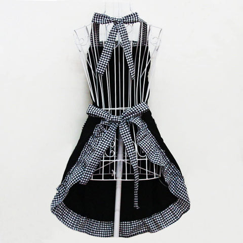 Image of Cute Retro Lovely Vintage Ladies Kitchen Flirty Vintage Aprons for Women Girls with Pockets for Mothers Day Gift (Black)