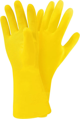 Image of 3 Pairs Yellow Cleaning Dish Gloves, Professional Natural Rubber Latex Gloves, Kitchen Dishwashing Gloves (3 Pairs)