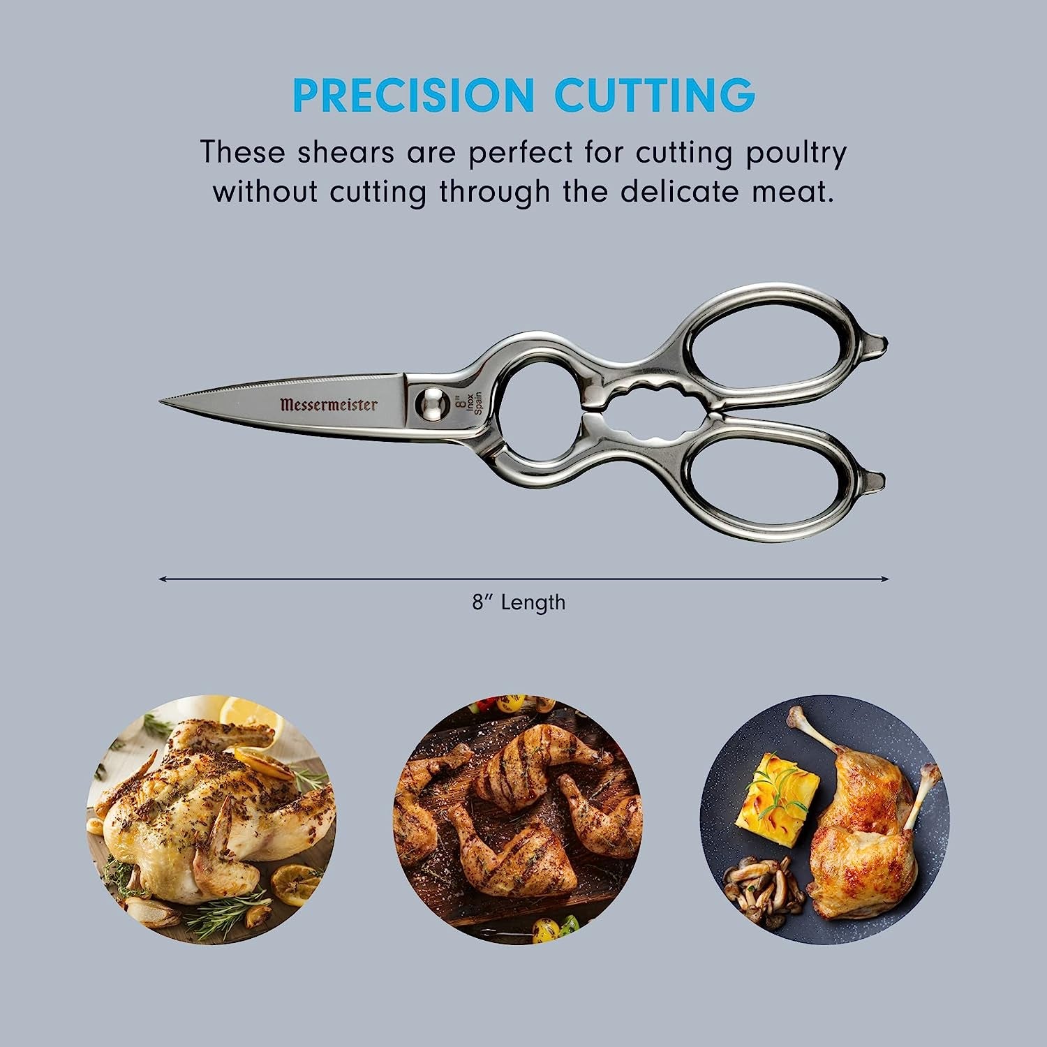 8-Inch Spanish Take-Apart Kitchen Scissors - Hot-Forged Shears from Spain - Inox Stainless Steel