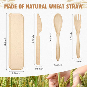 8 Sets Reusable Travel Utensils Set with Case Portable Spoon Knife Fork Tableware Lunch Box Spoon Fork Portable Cutlery for Kids Adult Travel Picnic Camping Christmas Thanksgiving
