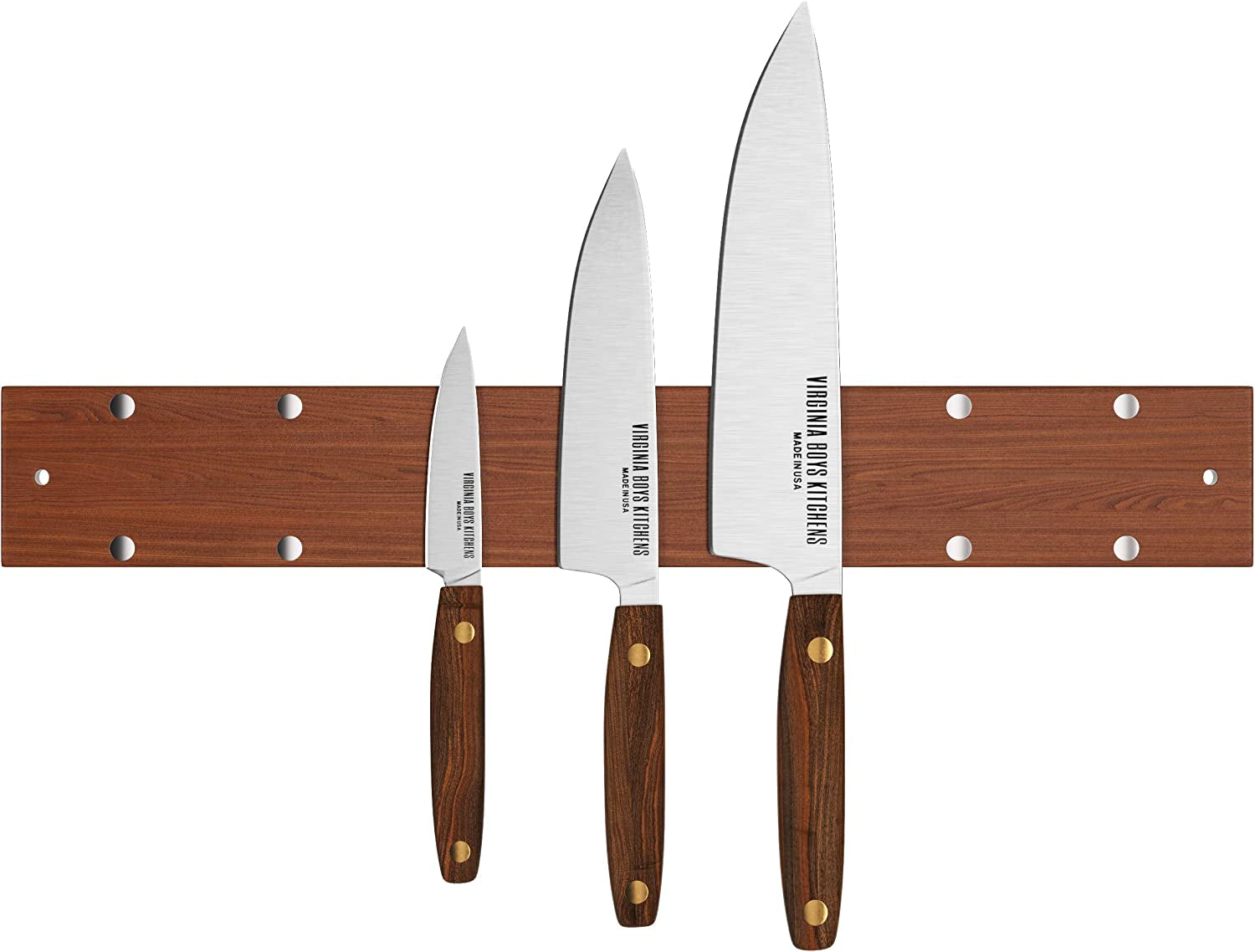 Powerful Magnetic Knife and Kitchen Tool Strip, Holder Made in USA with Black American Walnut Wood (16 Inch)