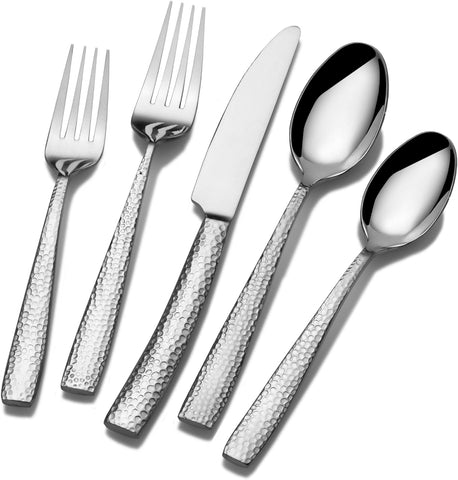 Image of Texture 42-Piece Forged Stainless Steel Flatware Set, Service for 4