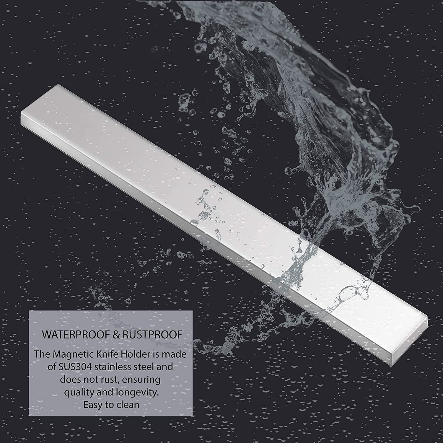 Magnetic Knife Holder for Wall No Drilling – 16 Inch Stainless Steel Magnetic Knife Holder Self Adhesive - Kitchen Magnetic Knife Strip with Adhesive Sticker