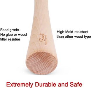 12" Sauerkraut Pounder for Mason Jars Vegetable Fermentation- One Piece of Solid Wood