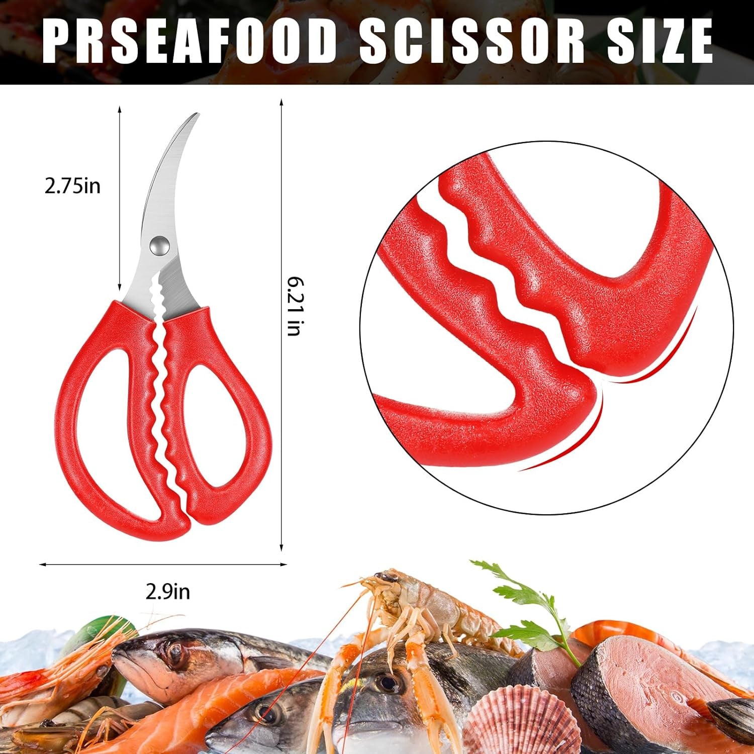 12 Pcs Kitchen Seafood Scissors for Crab Bulk, Red Leg Scissors Multifunctional Stainless Steel Shears Crab Leg Crackers Fish Crab Shrimp Lobster Scissors for Kitchen Seafood Peeling Tools