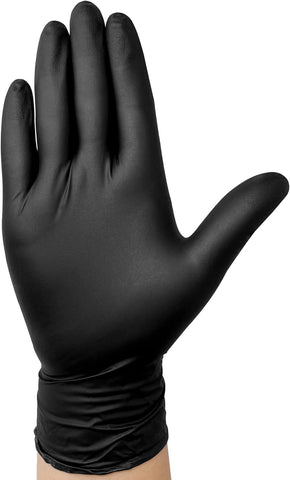 Image of Disposable Nitrile Exam Gloves, 6-Mil, Black, Heavy Duty Disposable Gloves, Cooking Gloves, Latex Free, Powder Free