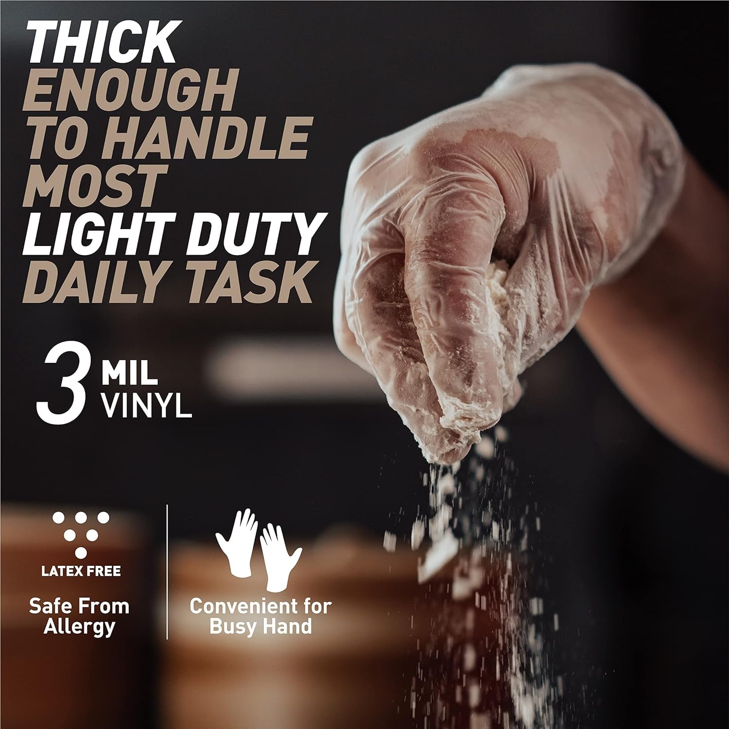 Disposable Gloves M, Food Safe| Latex-Free and Powder-Free Clear Vinyl Gloves for Cooking, Food Prep, Household Cleaning, Exam| Medium,100 Counts/Box