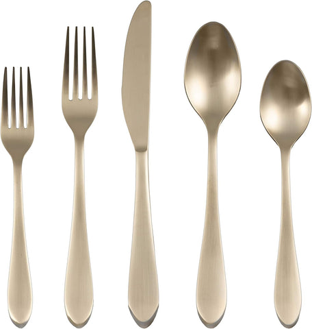 Image of Maraca Champagne Satin 20 Piece Flatware Set, Service for 4, Silver