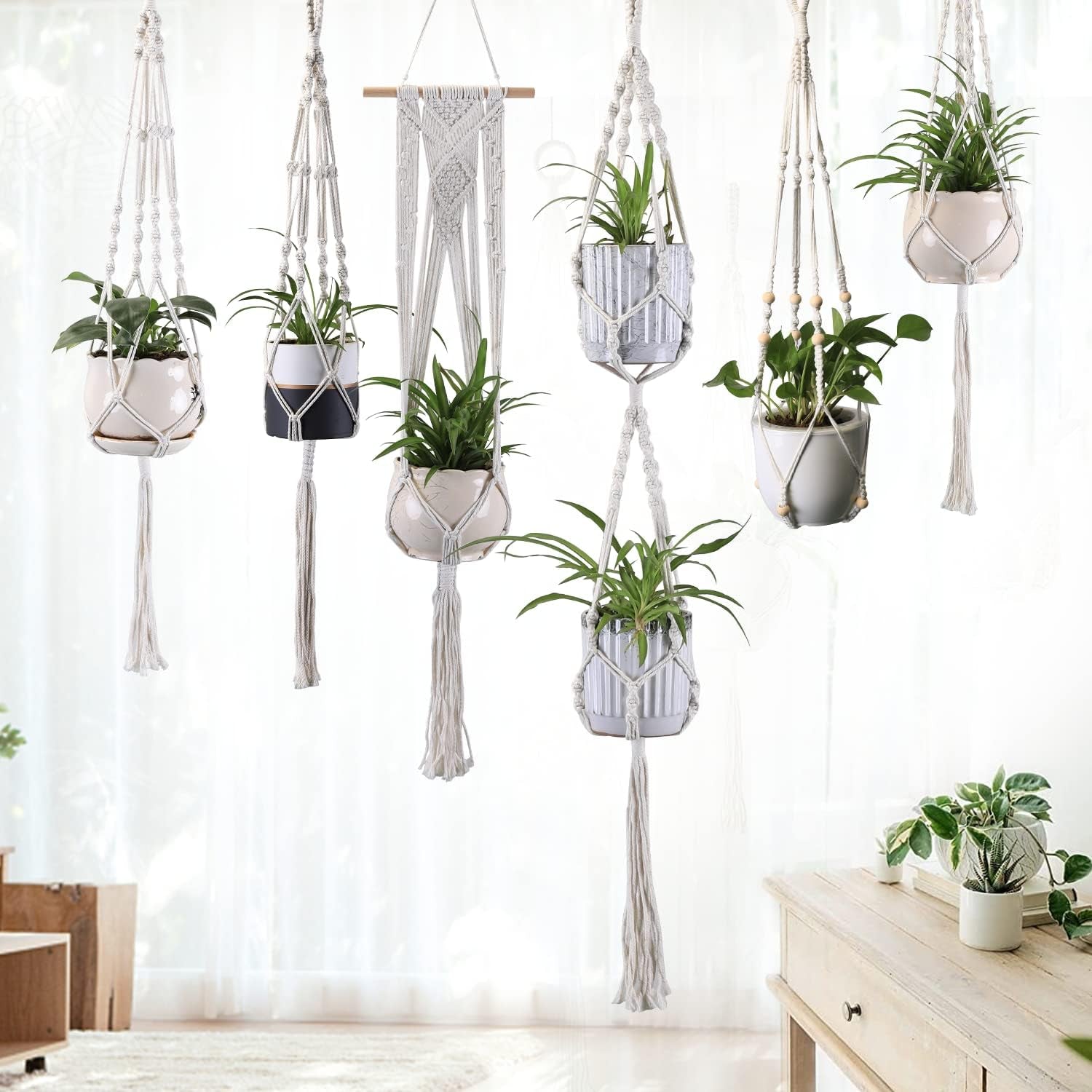6 Pack Plant Hanger Indoor Hanging Planter Basket for Indoor Plants Hanging Plant Holders Indoor Hanging Plant Pot for Plants Hanging Planters for Indoor Plants