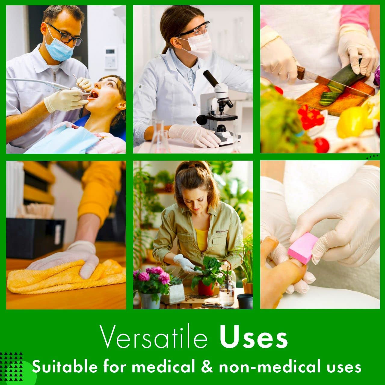 Disposable Latex Gloves for Kitchen and Cleaning Powder Free Size Large, 100