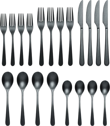 Image of 894805 Kenbrook Black Tumbled 20 Piece Everyday Flatware Set, Service for 4