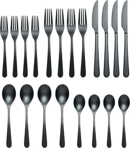 894805 Kenbrook Black Tumbled 20 Piece Everyday Flatware Set, Service for 4