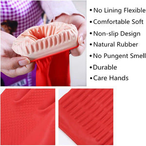 Rubber Cleaning Gloves Kitchen Dishwashing Glove 3-Pairs,Waterproof Reuseable.(Large)