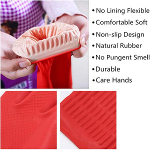 Rubber Cleaning Gloves Kitchen Dishwashing Glove 3-Pairs,Waterproof Reuseable.(Medium)