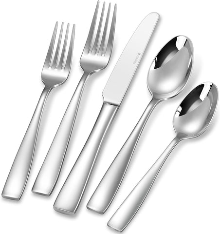 Image of Premium 20/45/65 Piece Louis Silverware Set, 18/10 Stainless Steel, Service for 4/8/12, Fine Flatware Set, Dishwasher Safe (20)