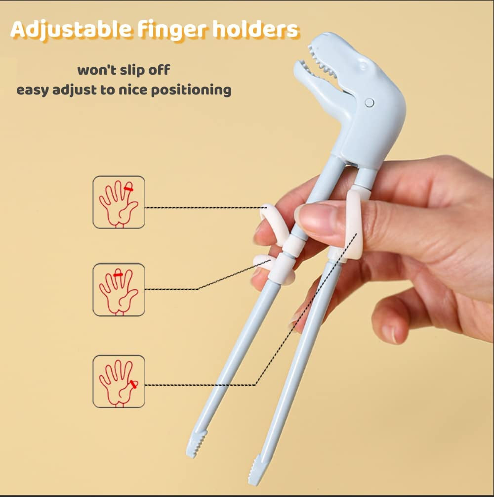 Reusable Kids Flatware Set - Dinosaur Training Chopsticks & Plastic Kids Cutlery Set, Kids Fork Spoon & Nylon Knife Ideal for School Lunch Box, BPA Free Toddler Silverware Set, 4 Pcs, Green